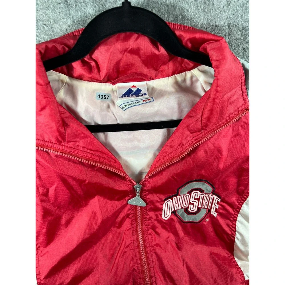 Vintage Apex One Ohio State Buckeyes Windbreaker Jacket Red Grey Mens Medium